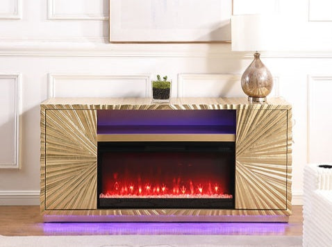 Helios Gold Leaf 66" Fireplace TV Stand A-F05