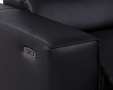 Picasso Black 3 POWER Leather Match 7pc Sectional MI631