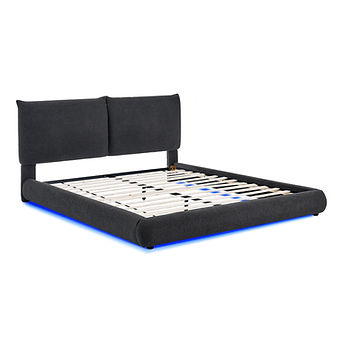 Zima Grey Fabric LED Queen Platform Bed B200