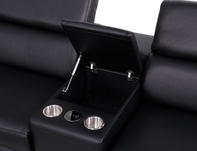 Picasso Black 3 POWER Leather Match 7pc Sectional MI631
