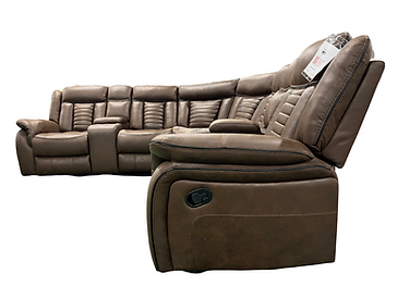 Samuel Light Brown Tech Fabric Reclining Sectional S4002