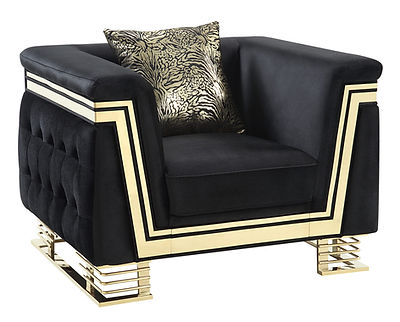 Ashton Black/Gold Velvet Sofa and Loveseat S4040