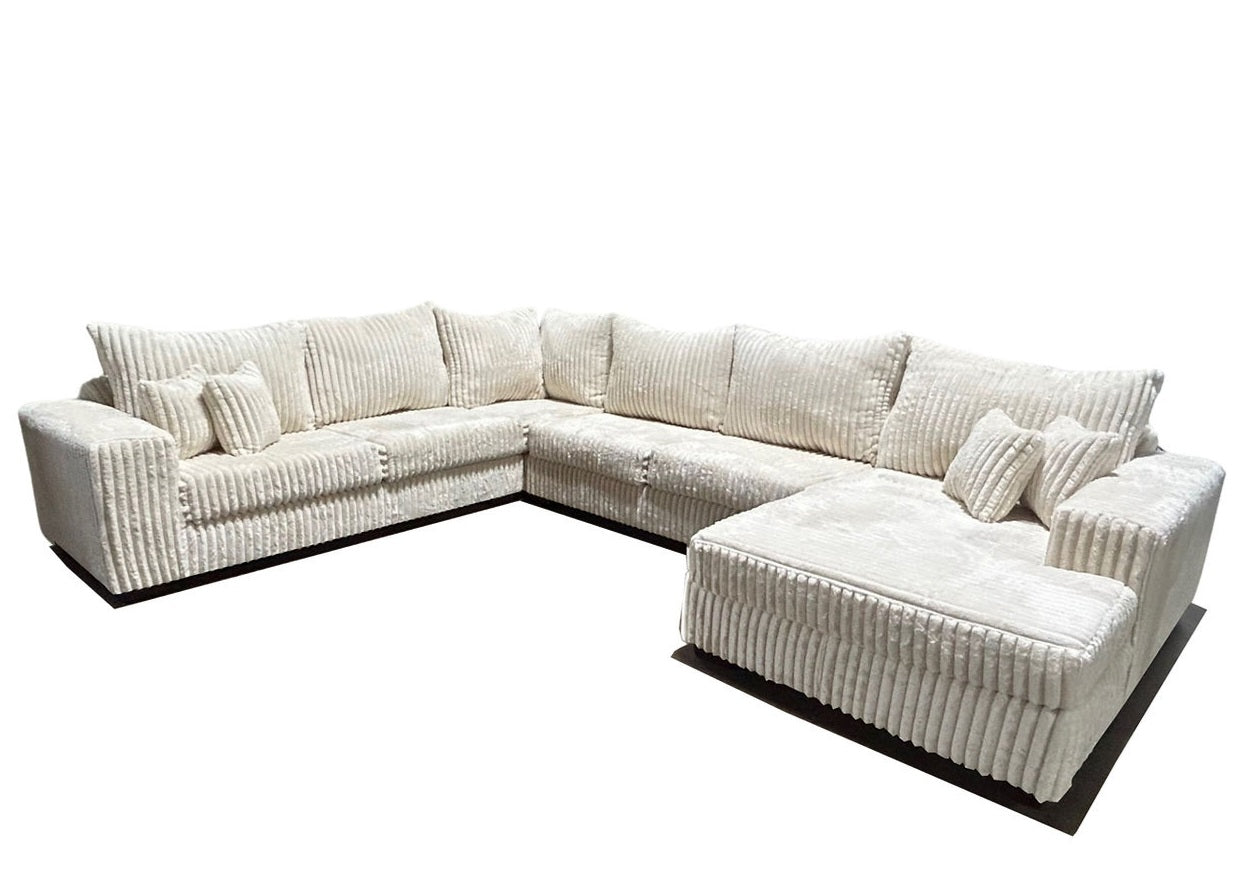 Texan Ivory Thick Soft Corduroy OVERSIZED  4pc Sectional S320