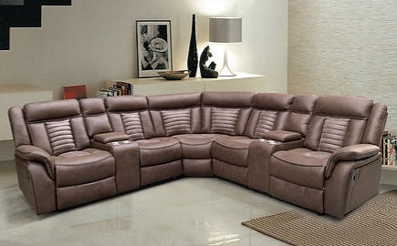 Samuel Light Brown Tech Fabric Reclining Sectional S4002