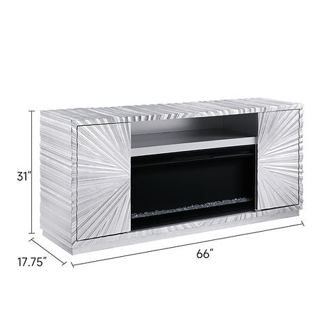 Selene Silver Leaf 66" Fireplace TV Stand A-F06
