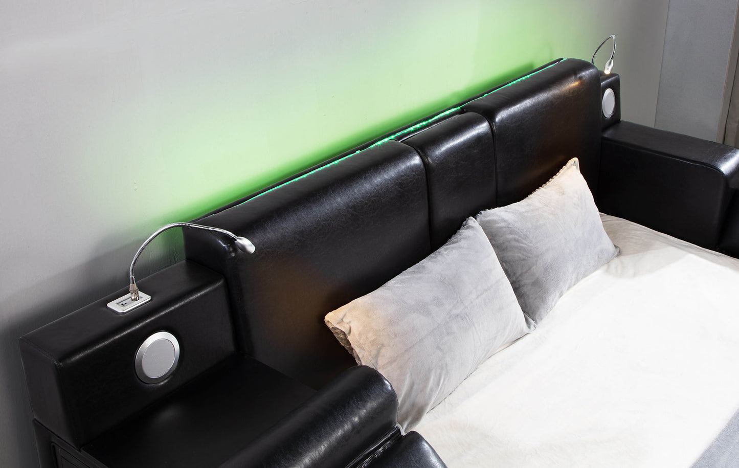 Apollo Black LED/BLUETOOTH SPEAKERS King Bed B420