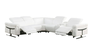 Lucca White 6pc POWER Reclining Sectional MI-1110