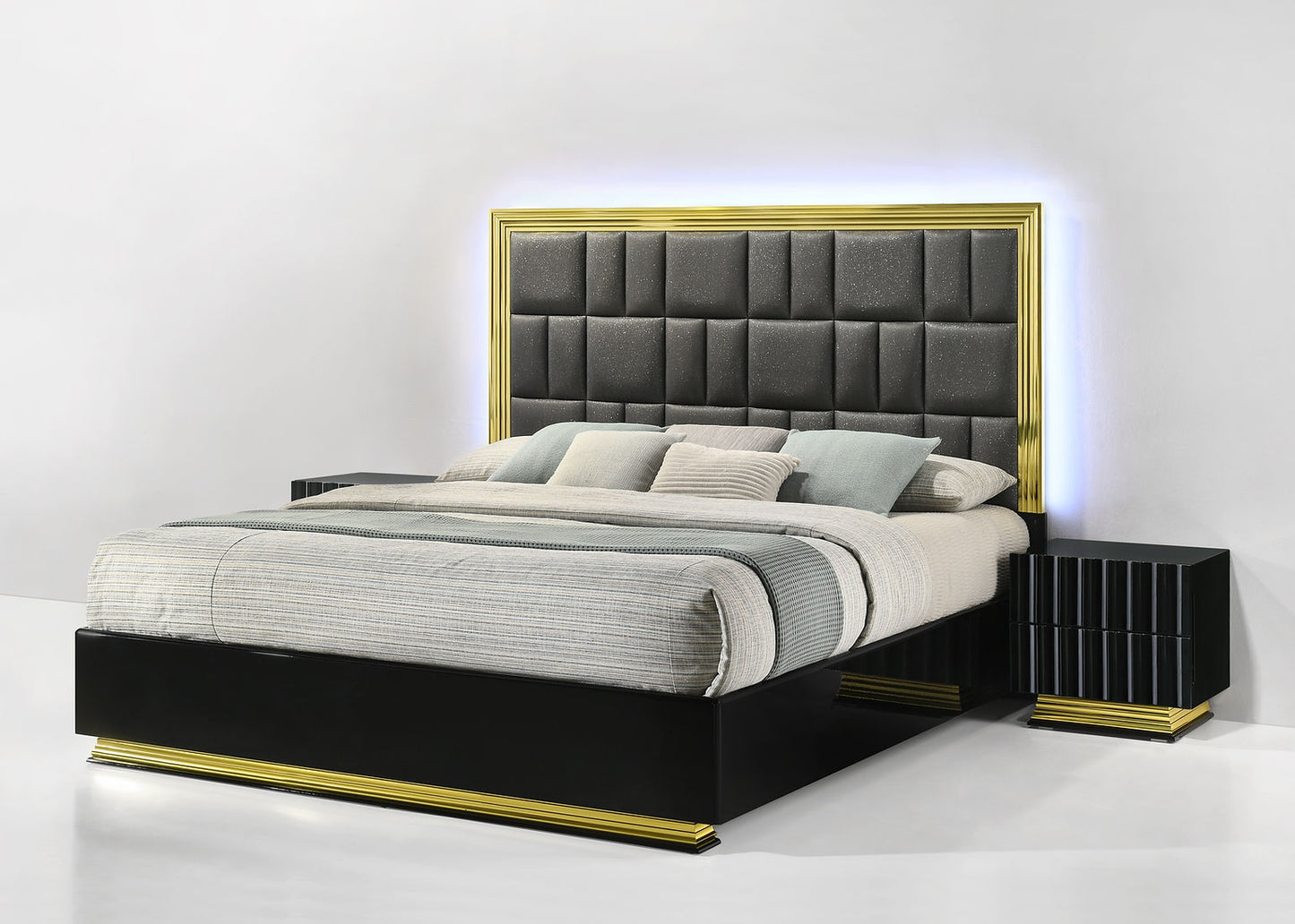 Nina Black Platform LED Bedroom Set B84