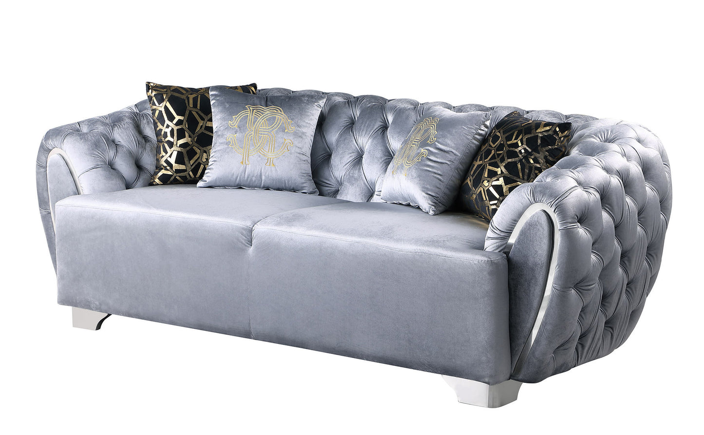 Mila Grey Velvet Sofa and Loveseat S2004