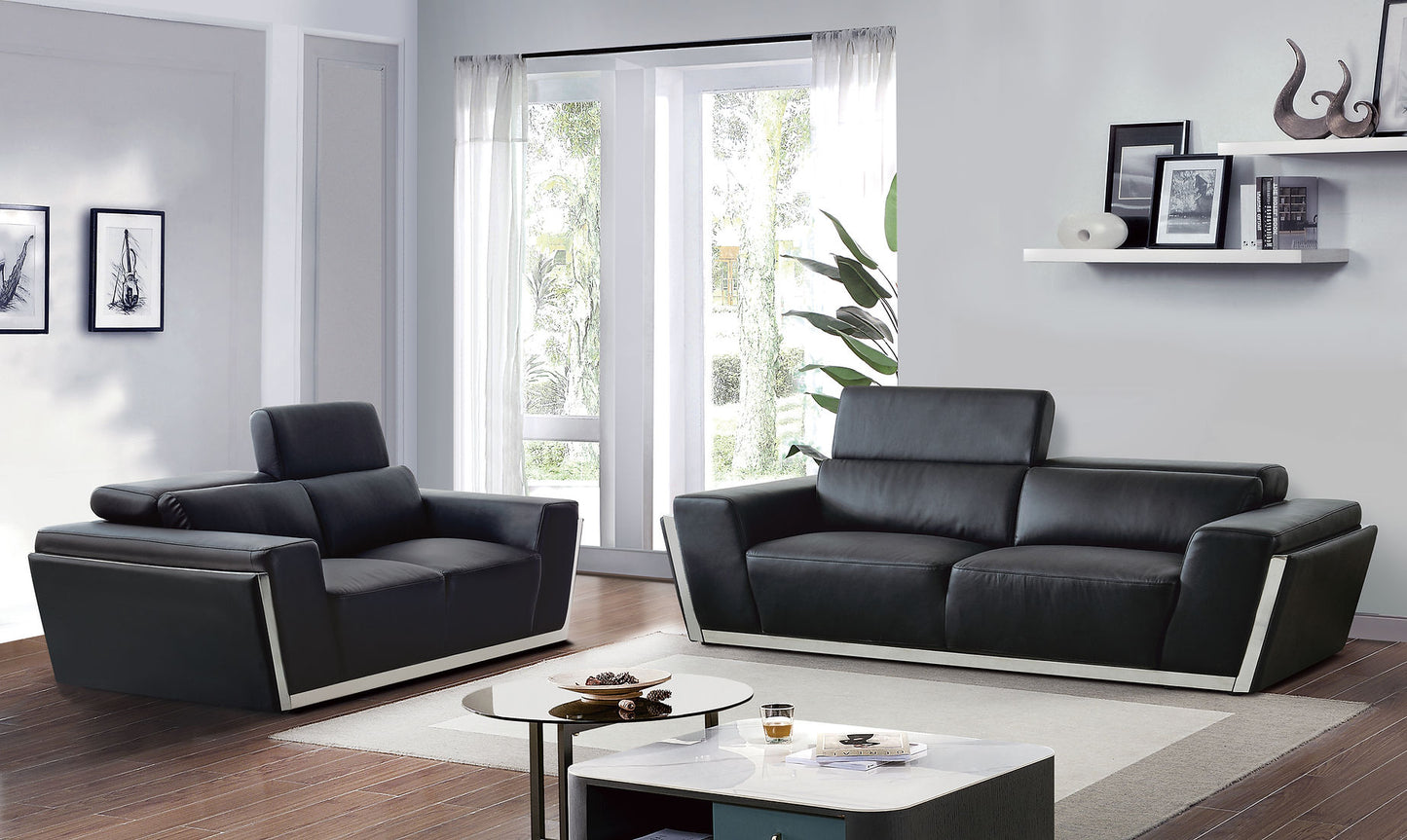 Domo Black ITALIAN LEATHER Living Room Set MI-8010