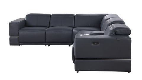 Franco Navy 6pc 2-POWER Reclining Sectional MI-1122