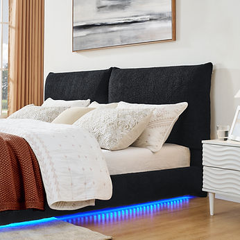 Zima Black Fabric LED King Platform Bed B200