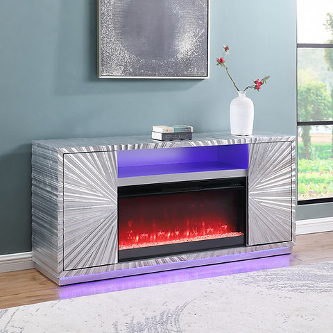 Selene Silver Leaf 66" Fireplace TV Stand A-F06