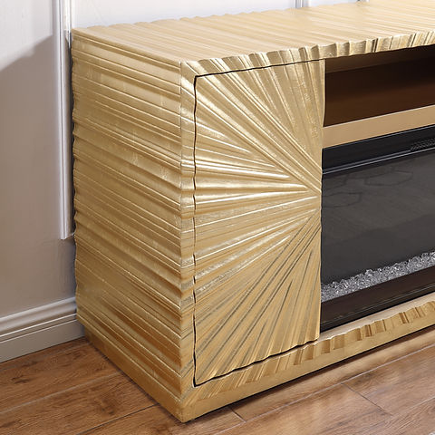 Helios Gold Leaf 66" Fireplace TV Stand A-F05