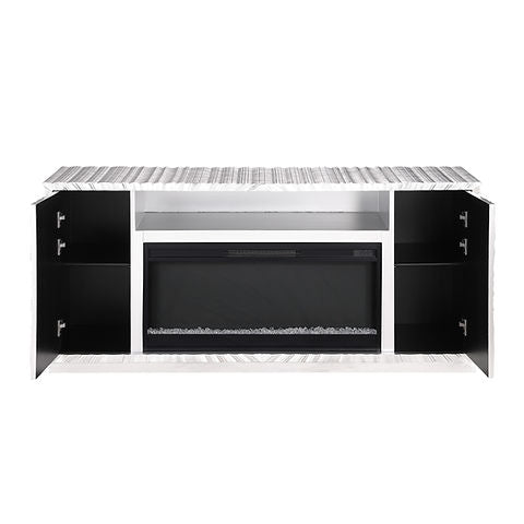 Selene Silver Leaf 66" Fireplace TV Stand A-F06