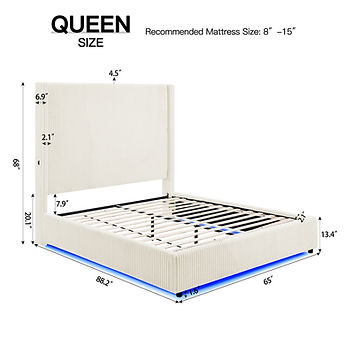 Belinda Beige Fabric Queen LED Platform Bed B300