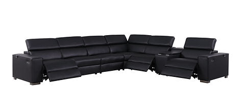 Picasso Black 3 POWER Leather Match 7pc Sectional MI631