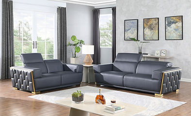 Hexor Navy Italian Leather Sofa And Loveseat MI-1245