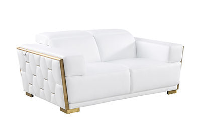 Hexor White Italian Leather Sofa and Loveseat MI-1245