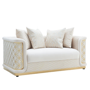 Riya Cream/Gold 3pc Living Room Set S3390