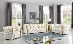 Royal White Velvet Sofa And Loveseat  S8290
