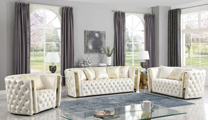 Roka White 3pc Living Room Set  S8290