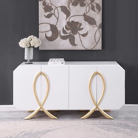 Aster White/Gold Console Table A-C16