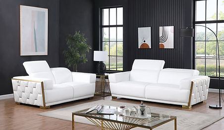 Hexor White Italian Leather Sofa and Loveseat MI-1245