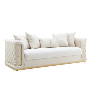 Riya Cream/Gold 3pc Living Room Set S3390