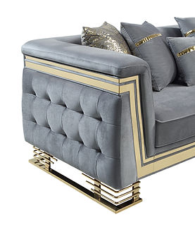 Ashton Grey/Gold Velvet Sofa and Loveseat S4040