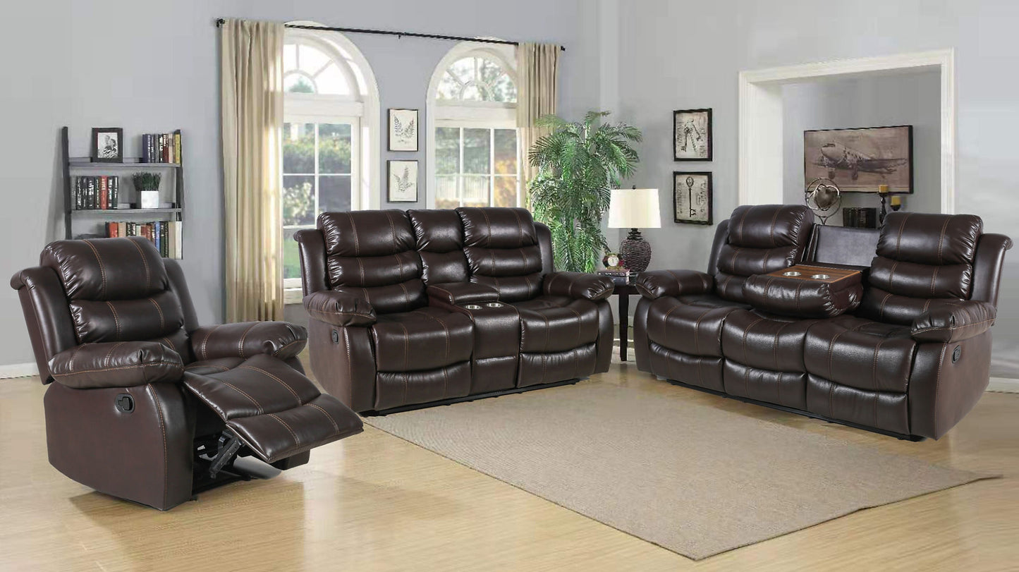 Isabel Chocolate 3pc Reclining Living Room Set S9494