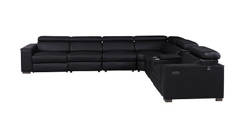 Picasso Black 3 POWER Leather Match 7pc Sectional MI631