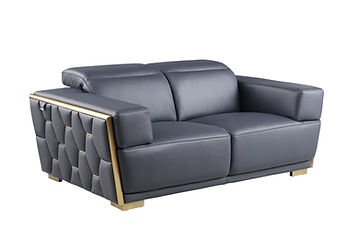 Hexor Navy Italian Leather Sofa And Loveseat MI-1245