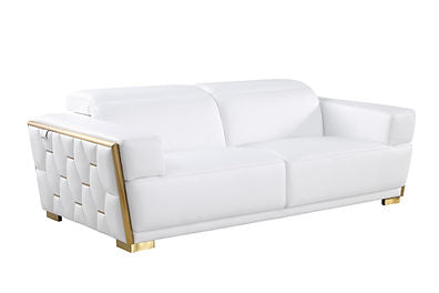Hexor White Italian Leather Sofa and Loveseat MI-1245