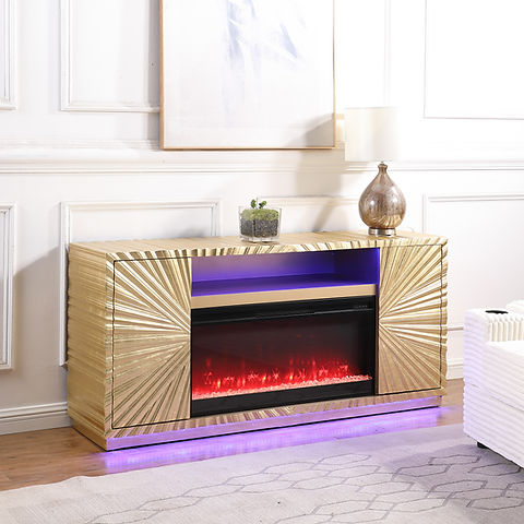 Helios Gold Leaf 66" Fireplace TV Stand A-F05