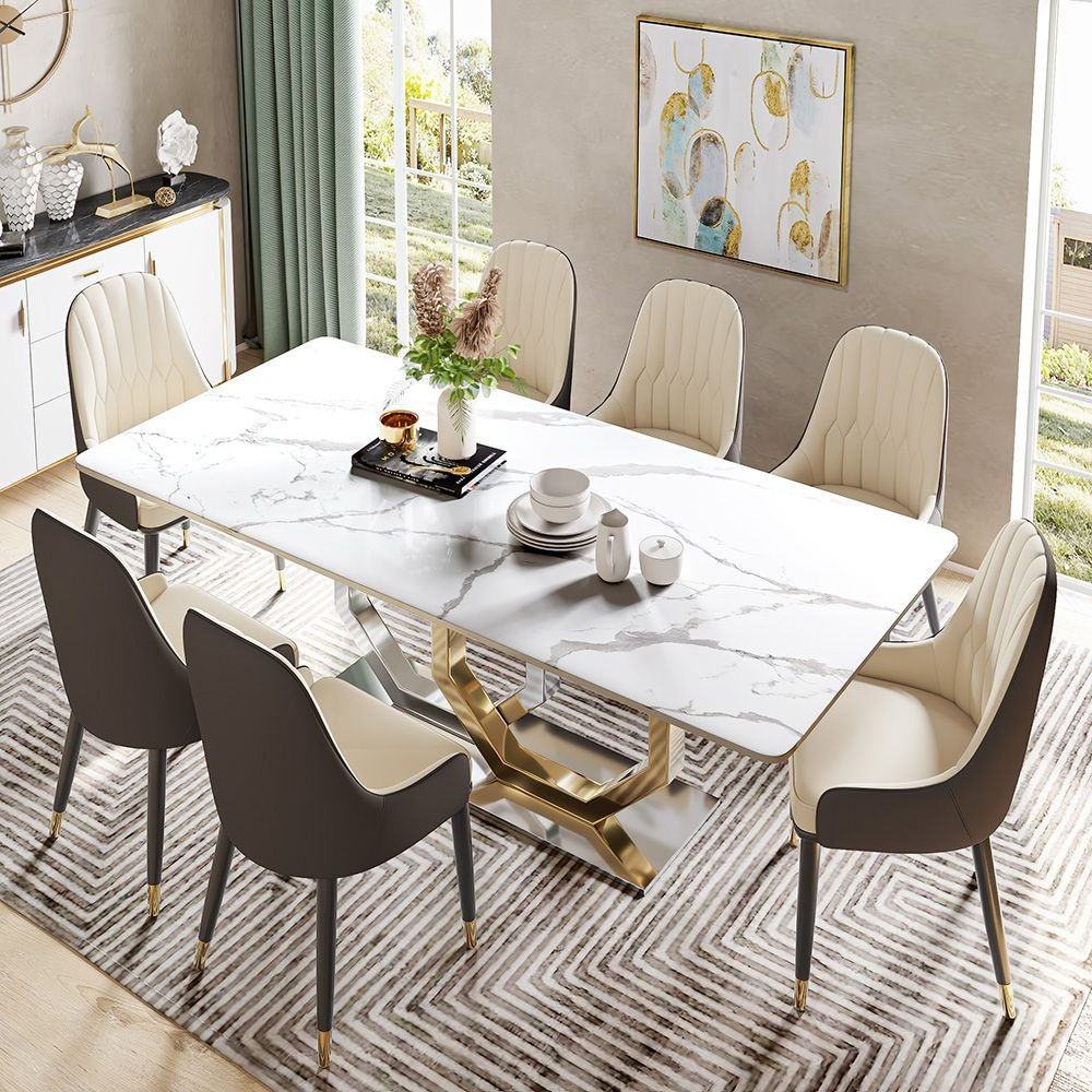 Jenpeg White/Gold Dining Table