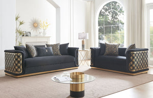 Riya Black/Gold 3pc Living Room Set S3390