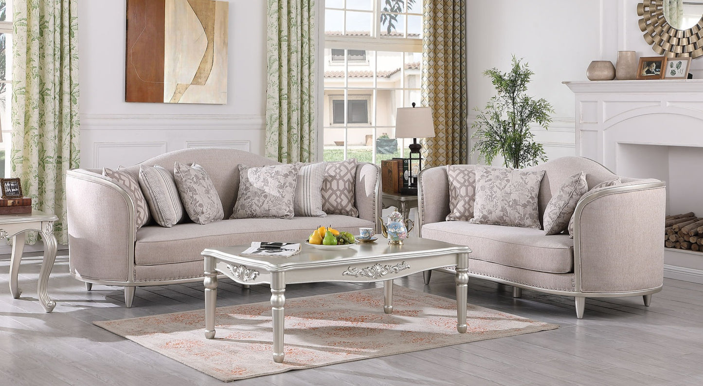 Bellisimo Light Grey Velvet Sofa and Loveseat S6226