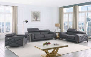 Giorgio Dark Grey Italian Leather Sofa and Loveseat MI-989