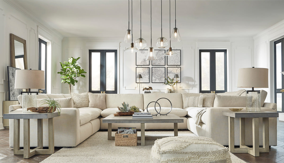 Elyza Linen OVERSIZE 8pc Moduler Double Chase Sectional 10006