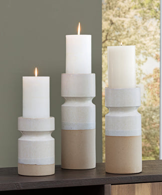 Hurston Ivory/Brown Candle Holder, Set of 3 A2000583
