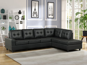 James Black Leather Reversible Sectional