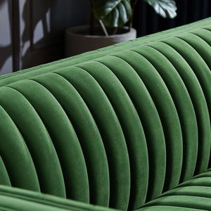 Dominic Channel Tufted Green Velvet Sofa