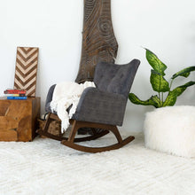 Load image into Gallery viewer, Alistair Grey Linen Solid Wood Rocking Chair