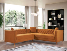 Load image into Gallery viewer, Lewer Mid Century Modern Cognac Velvet Sectional