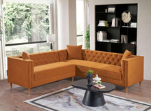 Load image into Gallery viewer, Lewer Mid Century Modern Cognac Velvet Sectional