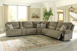 Lubec Taupe 6pc POWER Reclining Sectional