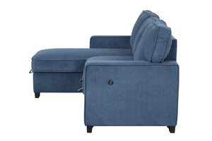 Marcos Blue Sectional With Pull-Out Bed