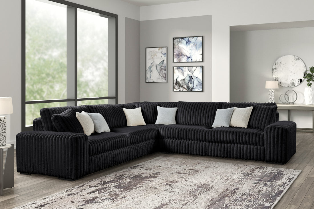 Marshmallow Black Corduroy OVERSIZED Sectional