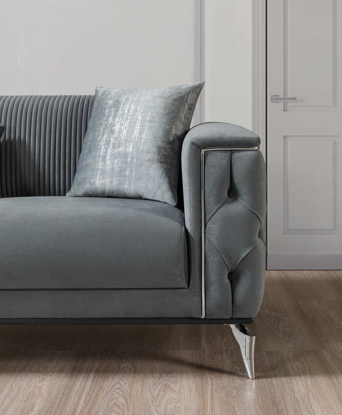 Belinda Gray Velvet Living Room Set